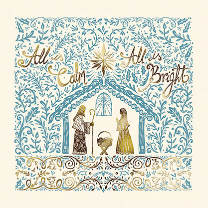 'All is Calm, All is Bright' Christmas card (Pack of 10)